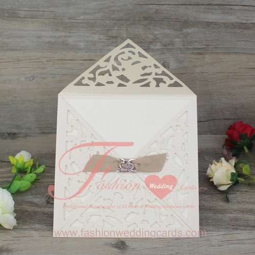 Wholesale Cheap Laser Die Cut Invitations with Ribbon